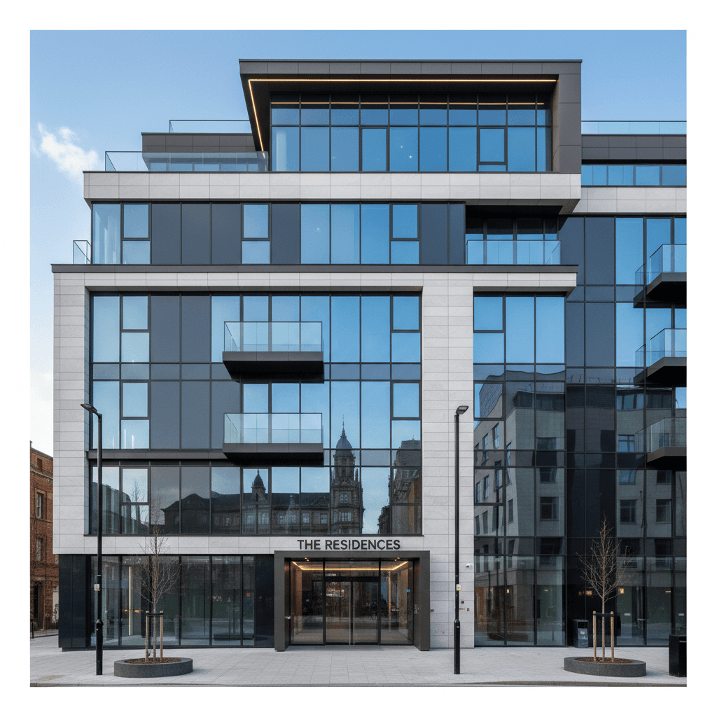 Modern apartment building facade