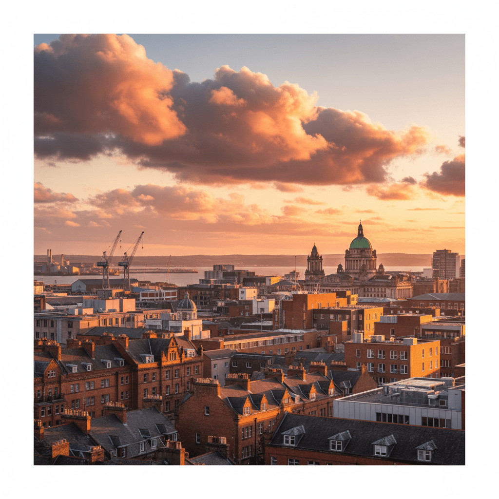 Belfast skyline at dusk