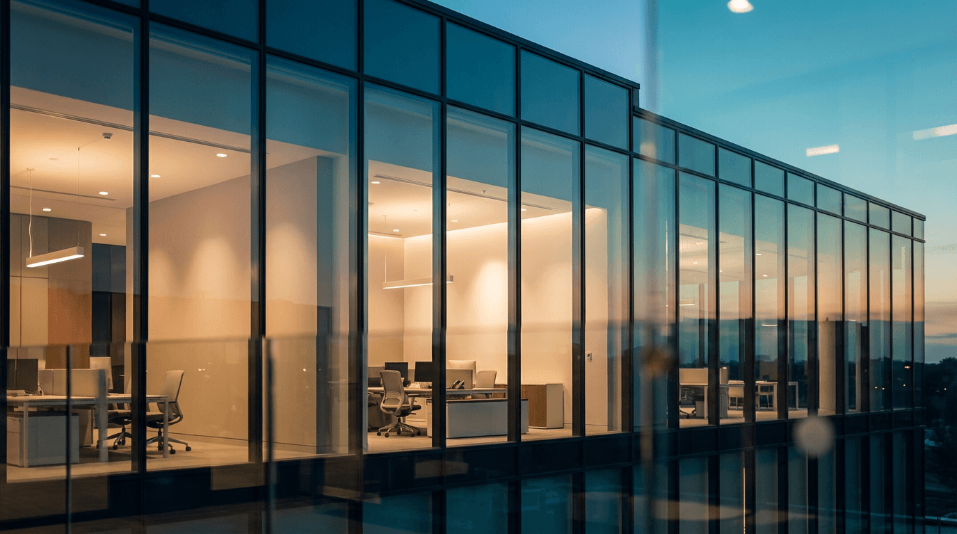 Modern office building exterior in Belfast with refined architecture